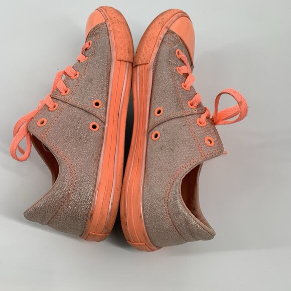 Converse All Star Sparkly Neon Low Top Sneakers Size 6 Juniors Big Kids Orange - Picture 4 of 8